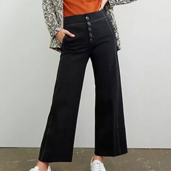 Anthropologie 16 NWT Black Hailee Ponte Knit Wide-Leg Pants...
